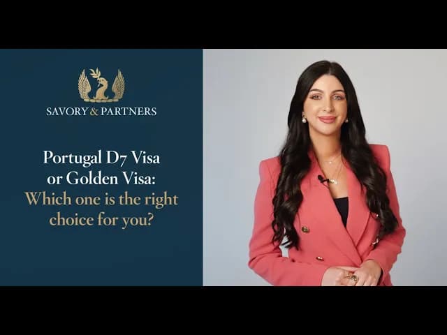 A comparative guide to Portugal's D7 Visa and Golden Visa, helping viewers choose the right option.